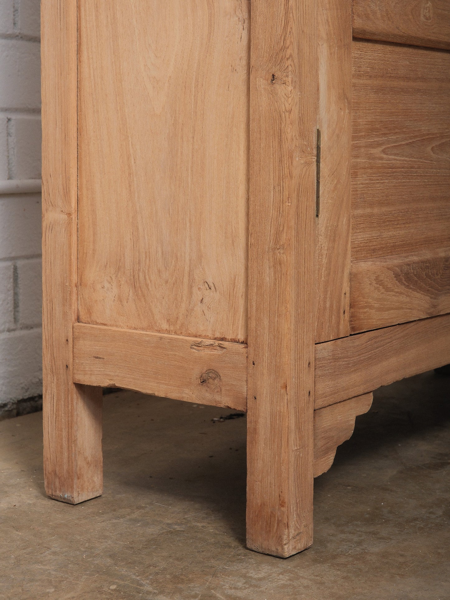 Bleached Teak Glass-Front Cabinet Display Cupboard