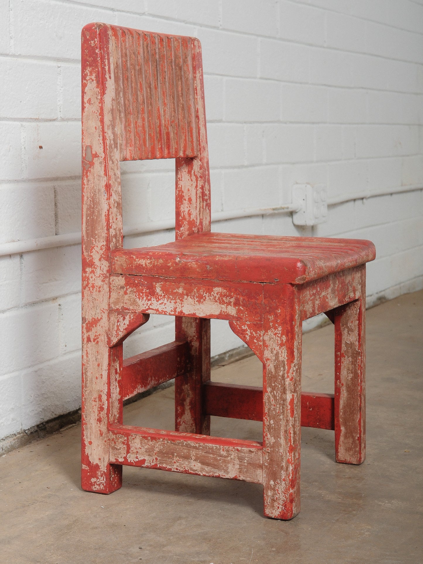 Rustic Red Painted Primitive Wooden Baby Chair
