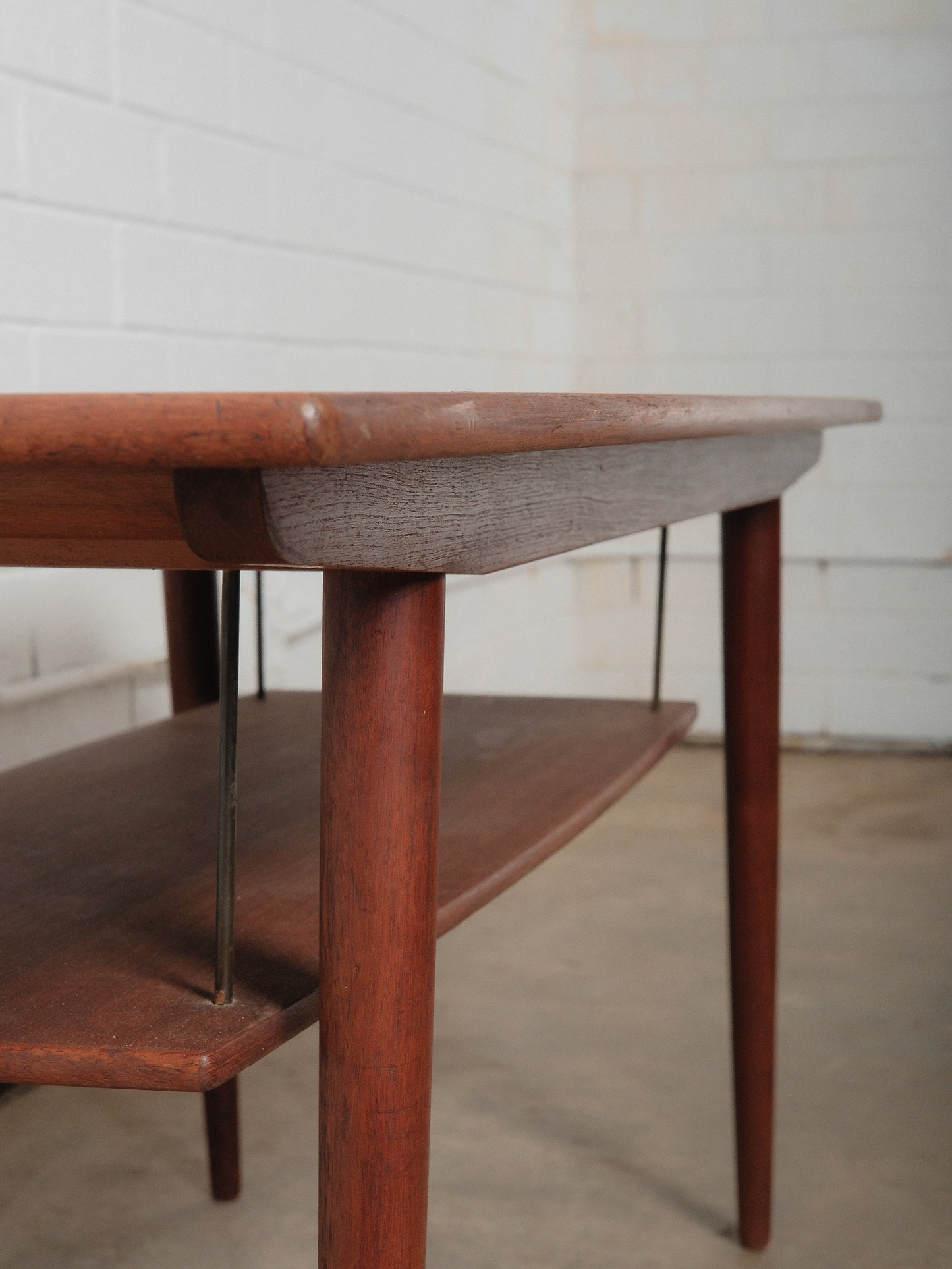 Mid-Century Danish Teak Coffee Table With Floating Shelf