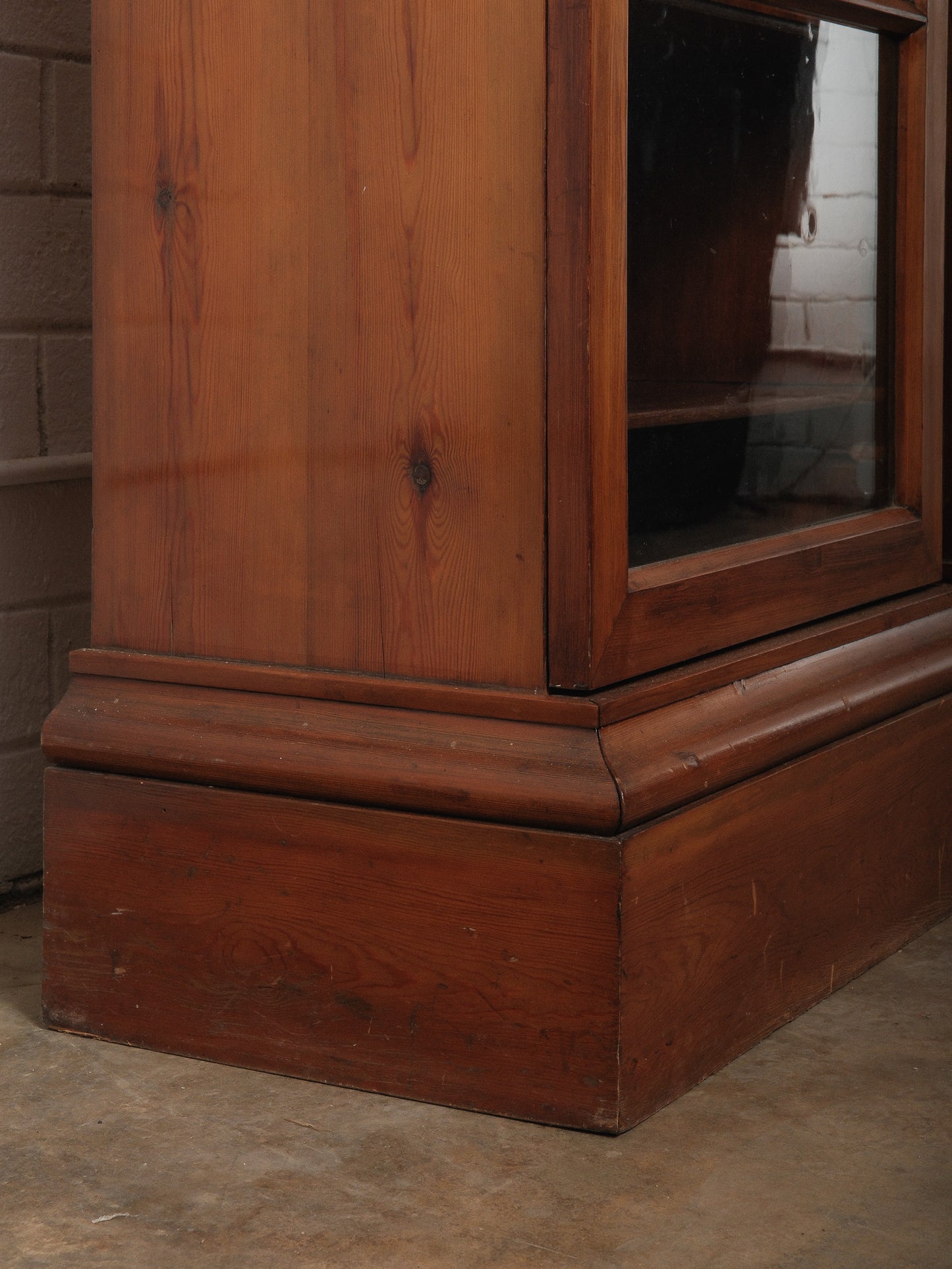 Pair of Antique Pine Glass-Door Bookcase Display Cabinets