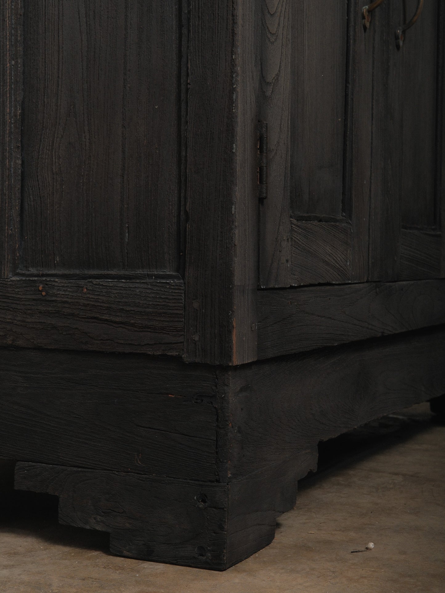 Rustic Indian Hand-Crafted Charred Wood Sideboard