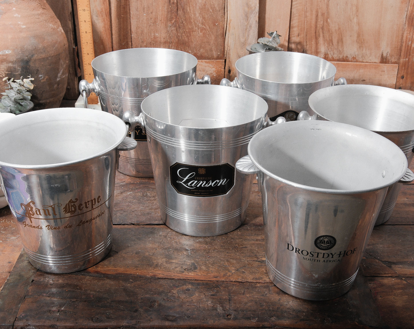 Vintage French Aluminum Champagne Bucket Retro Wine Cooler
