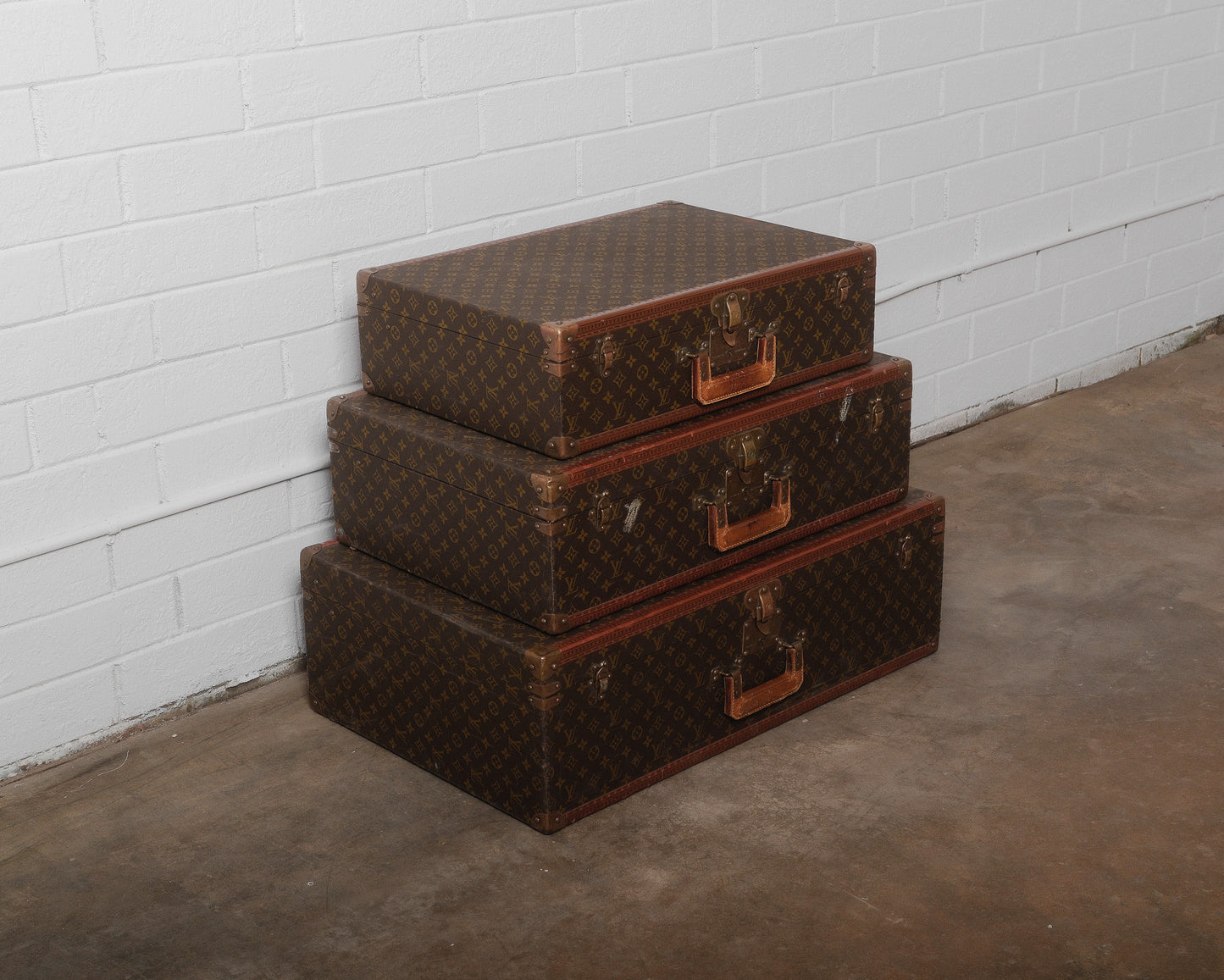 Louis Vuitton Monogram Macassar Square Handled Alzer Cases Set of 3