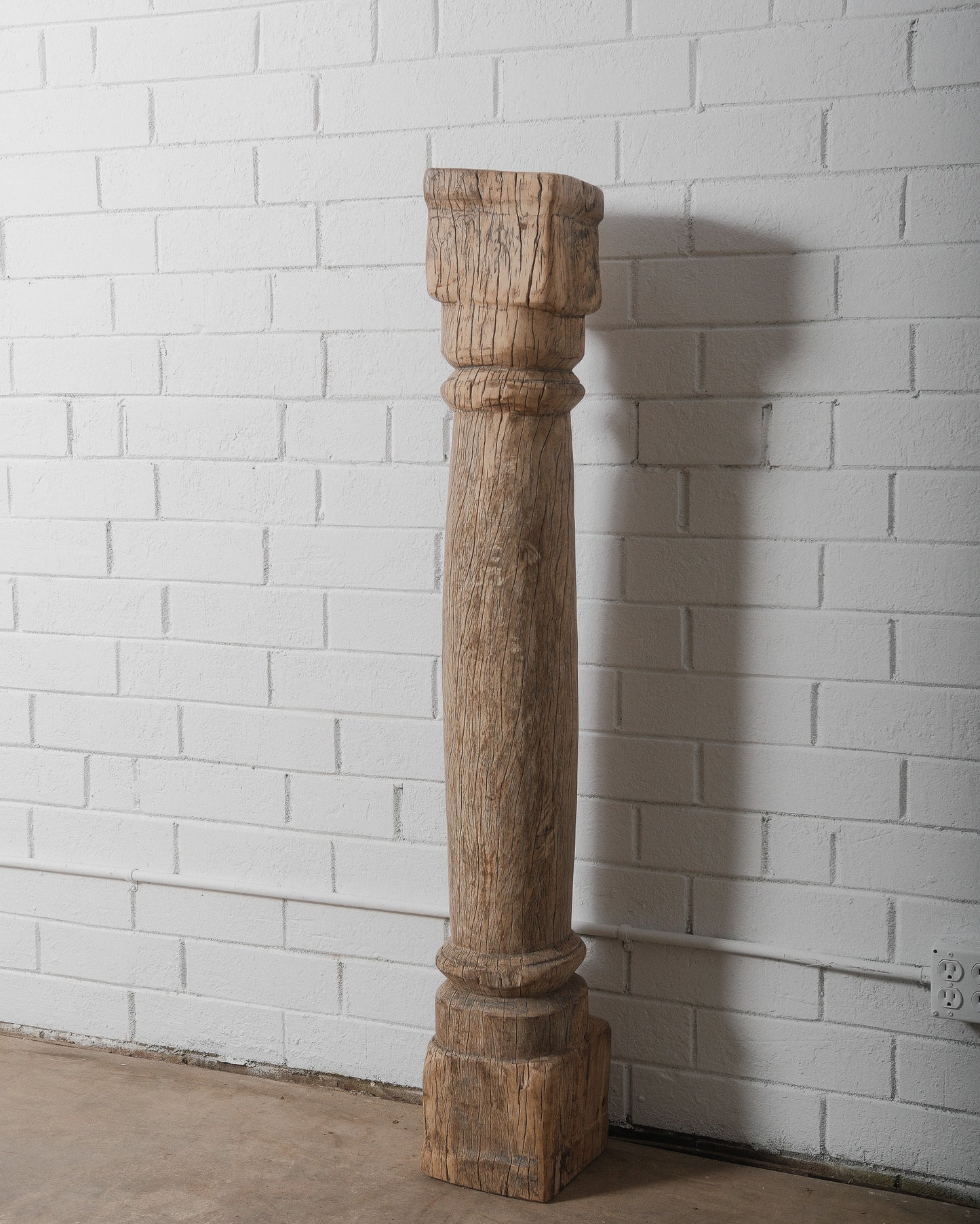 Hand-Carved Teak Wood Architectural Column