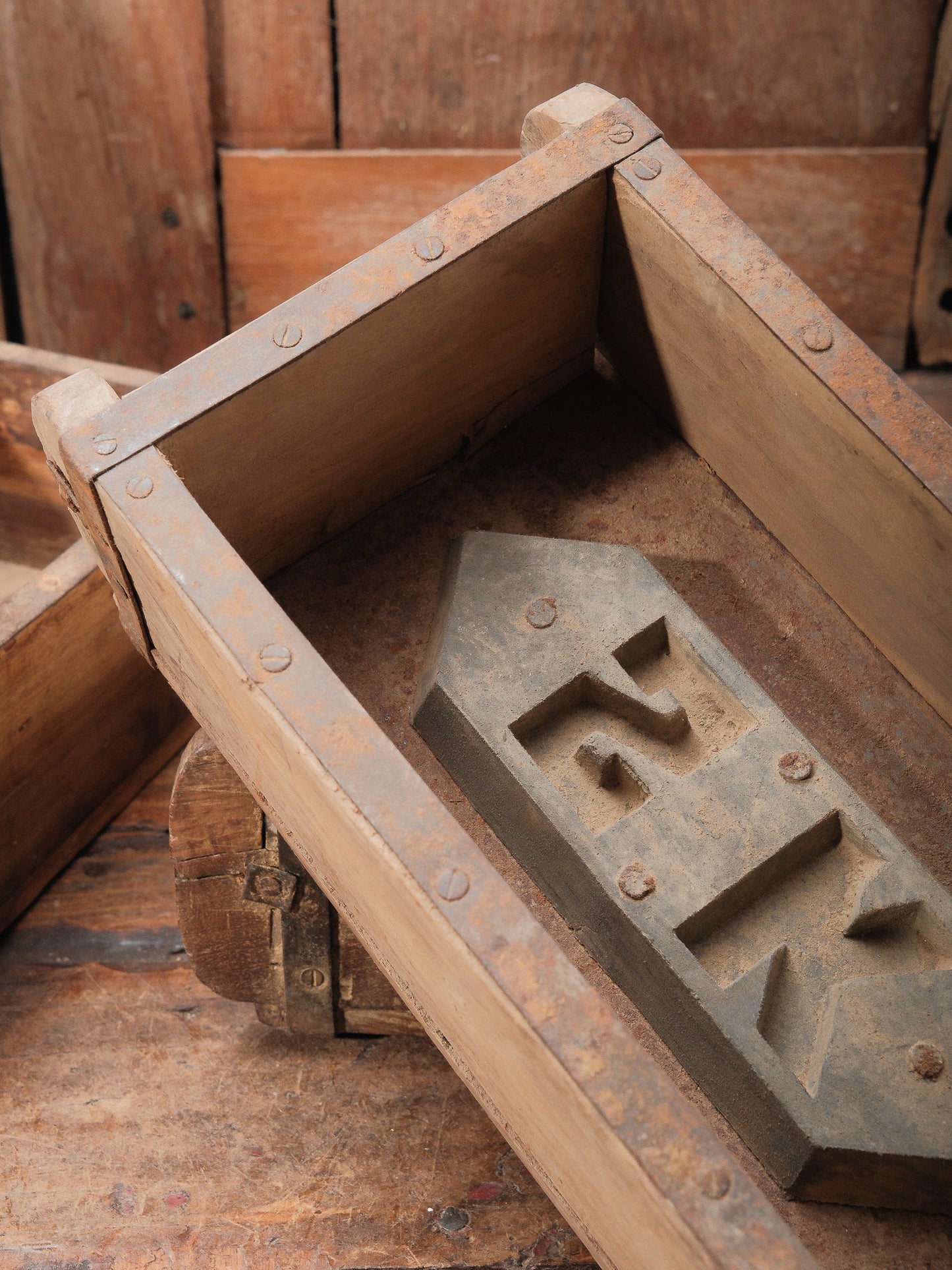Vintage Wooden Brick Mold Clay Form