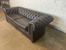 Load image into Gallery viewer, Dark Brown Leather Chesterfield Sofa