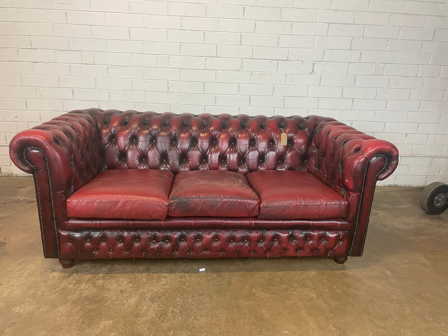 Ox Blood Leather Chesterfield Sofa