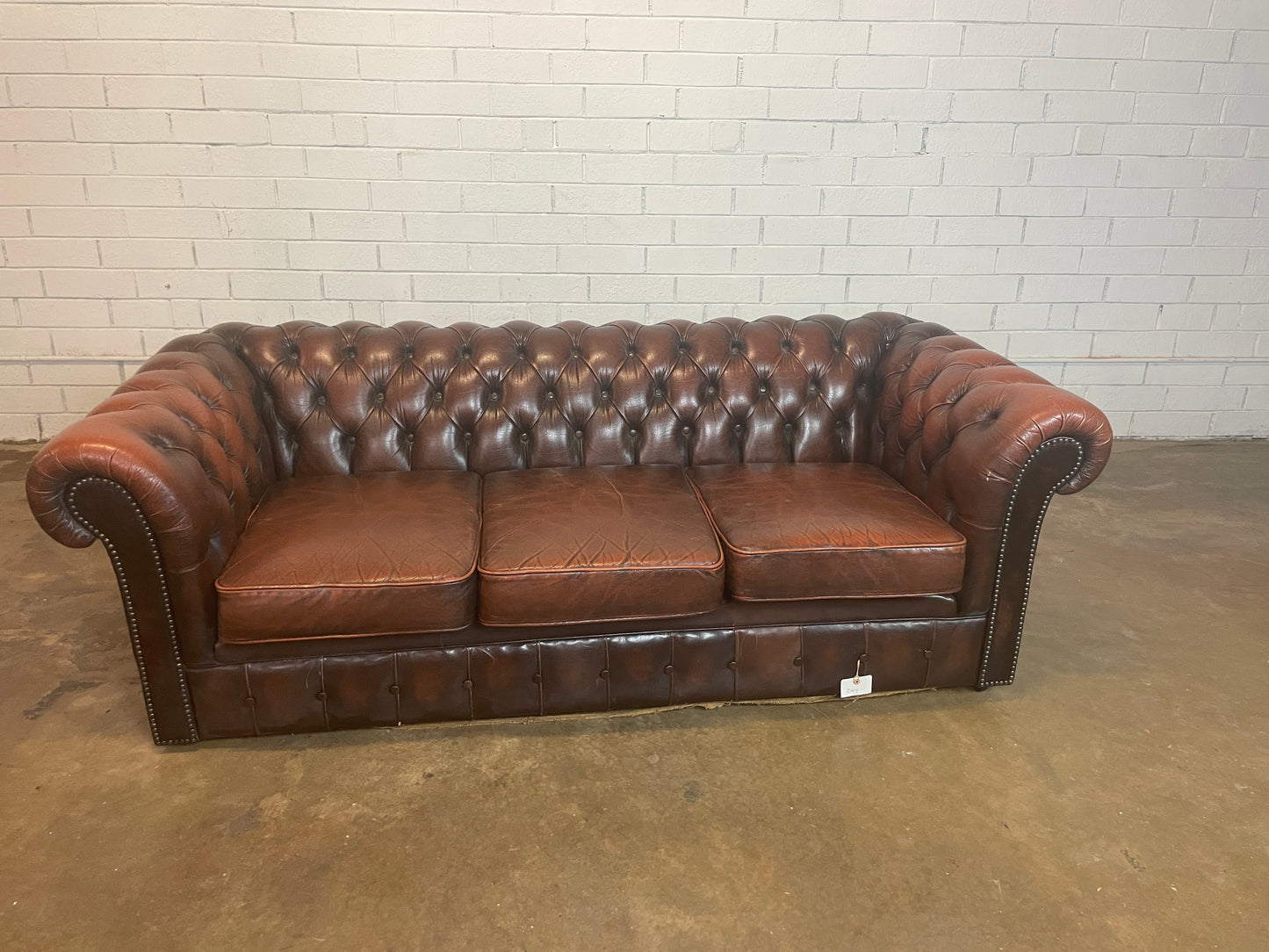 Brown Leather Chesterfield Sofa