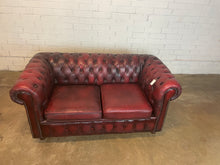 Load image into Gallery viewer, Burgundy Leather Chesterfield Sofa