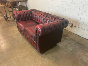 Burgundy Leather Chesterfield Sofa