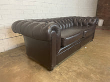 Load image into Gallery viewer, Dark Brown Leather Chesterfield Sofa