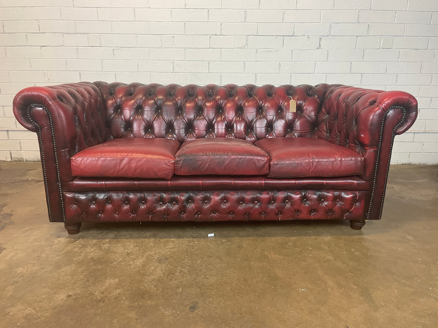 Ox Blood Leather Chesterfield Sofa