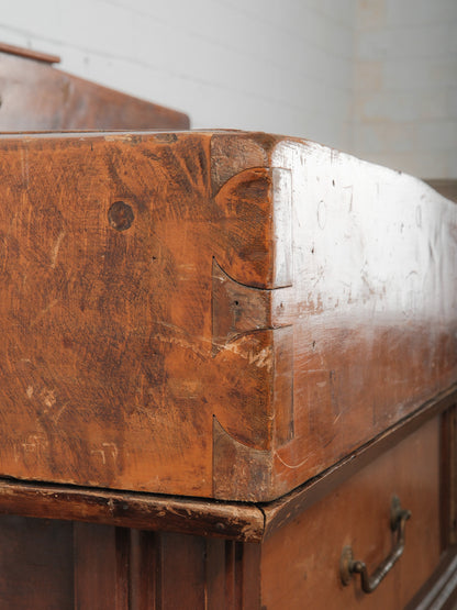 Early 20th Century French Butcher’s Block Table With Bull’s Head Mount
