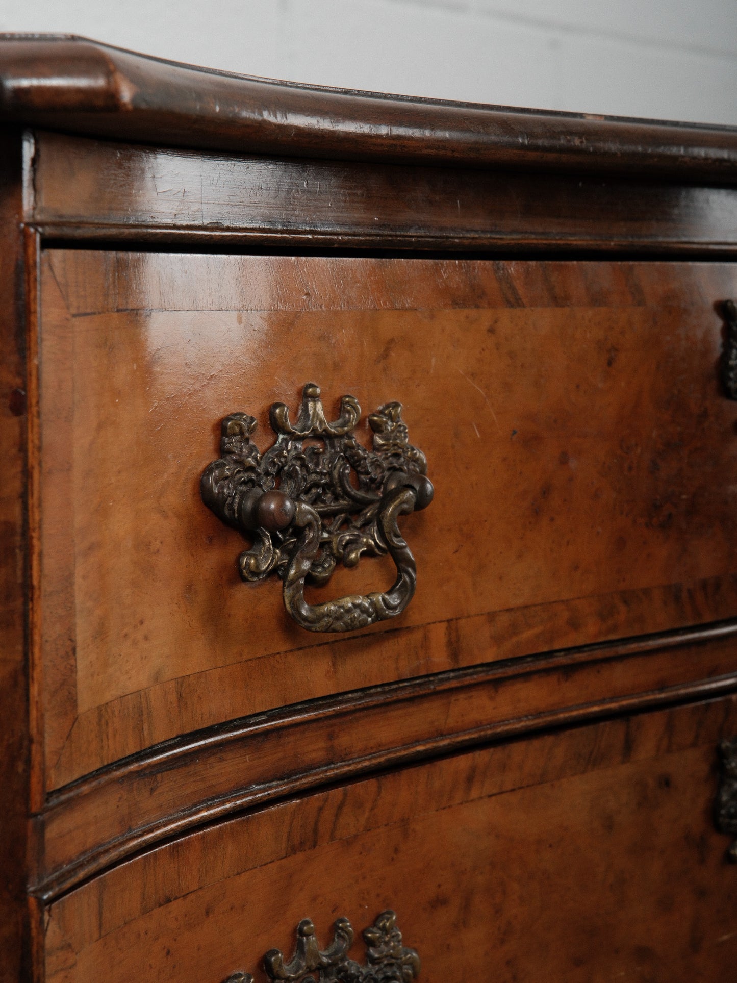 Early 20th Century English Burl Walnut Chippendale Style Lowboy Ball-and-Claw Console