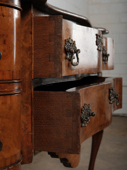 Early 20th Century English Burl Walnut Chippendale Style Lowboy Ball-and-Claw Console