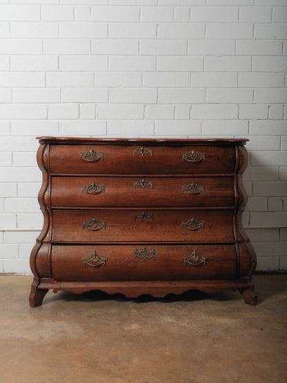19th Century Antique Dutch Bombe Commode in Oak