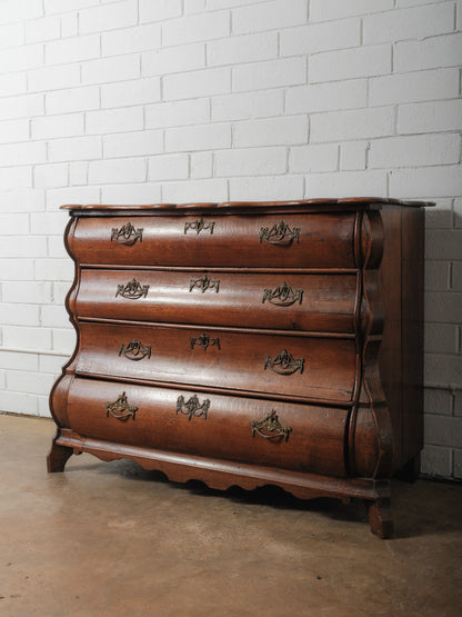 19th Century Antique Dutch Bombe Commode in Oak