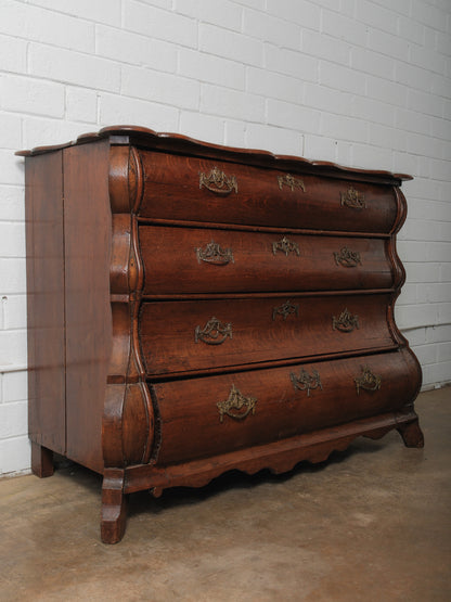 19th Century Antique Dutch Bombe Commode in Oak
