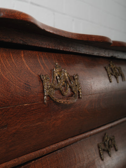 19th Century Antique Dutch Bombe Commode in Oak