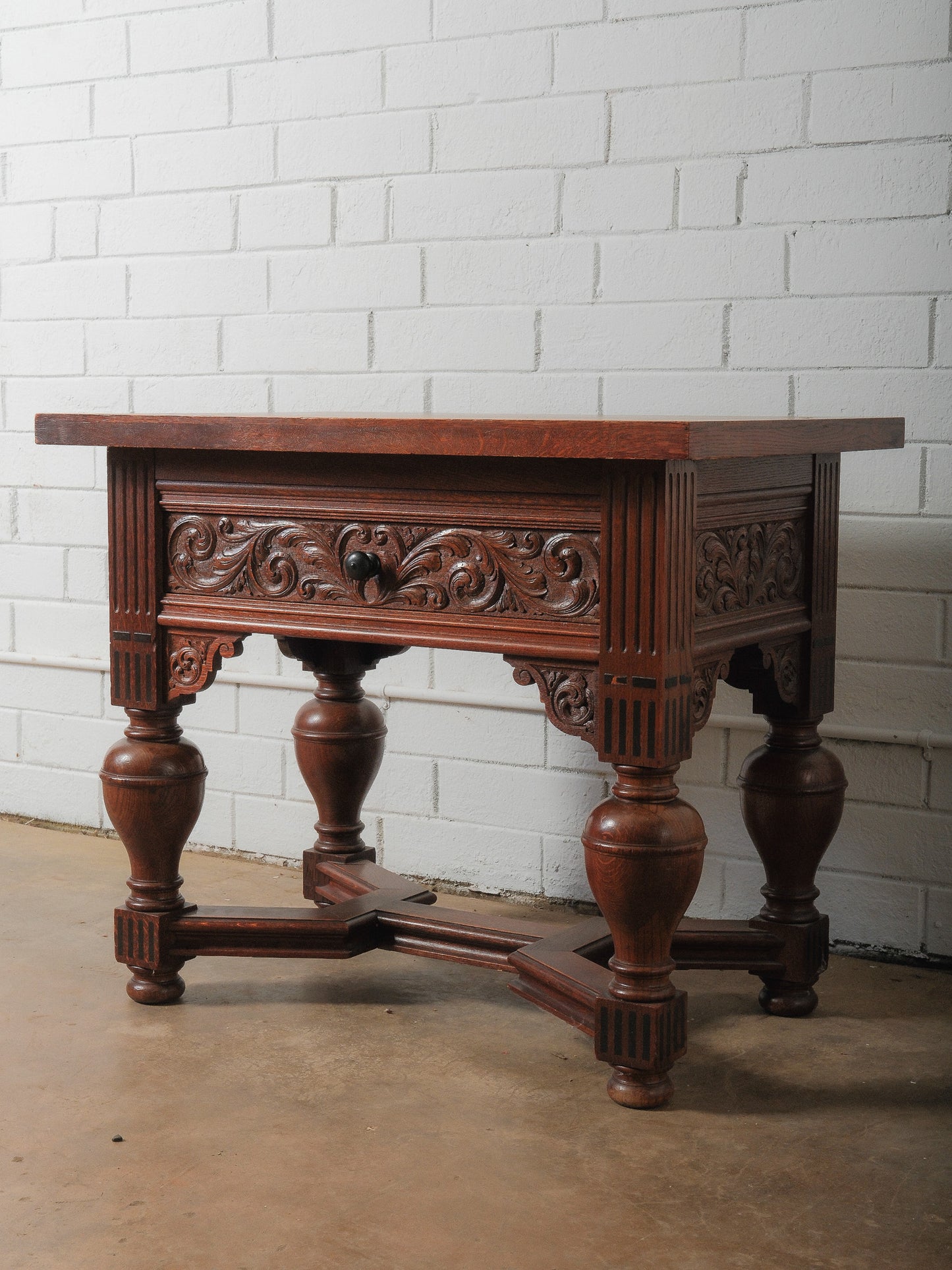 Late 19th Century Antique Renaissance Revival Carved Oak Table