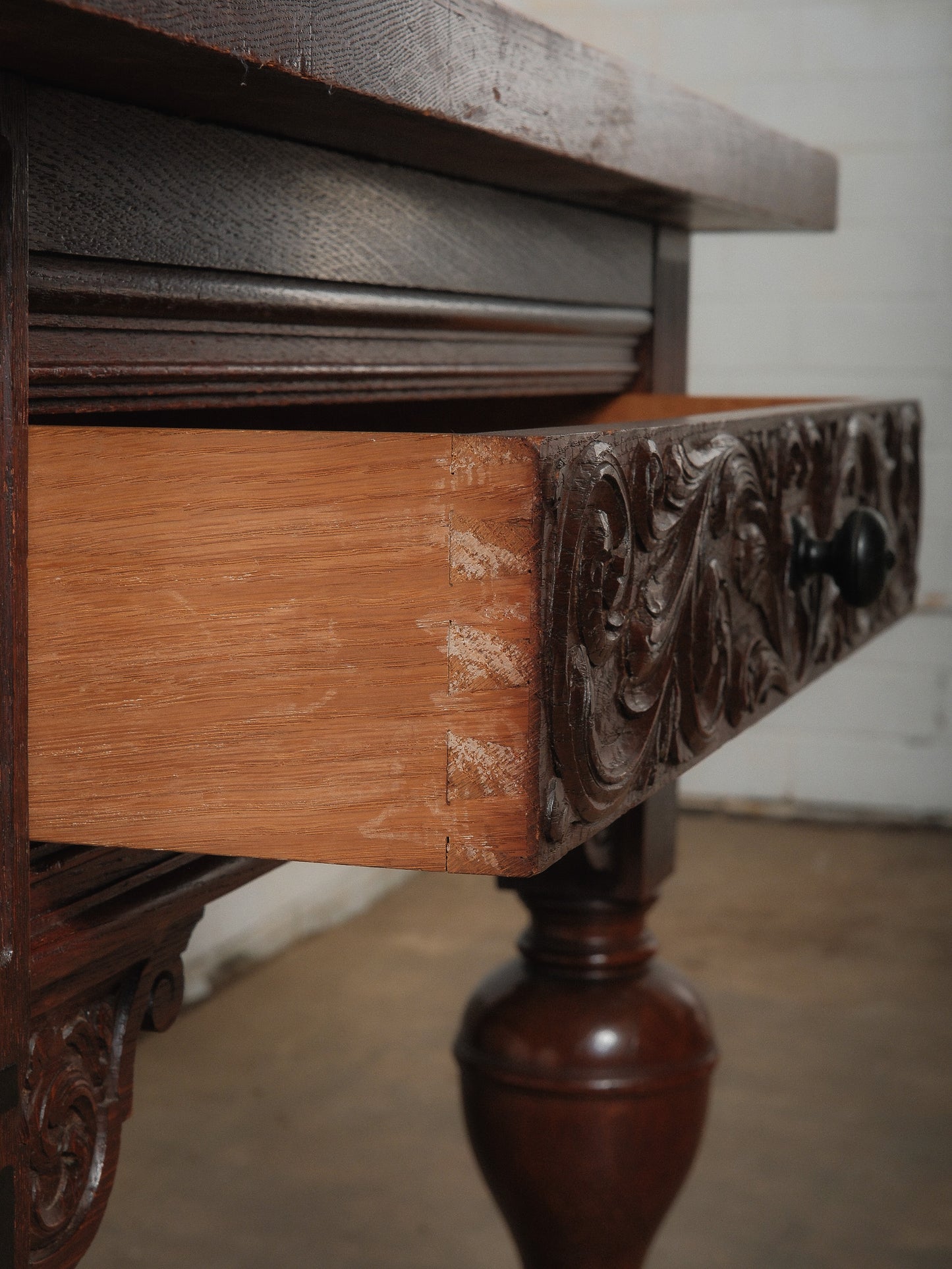 Late 19th Century Antique Renaissance Revival Carved Oak Table