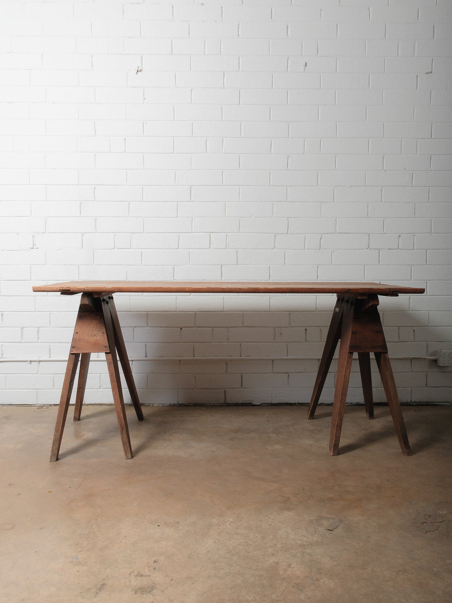Rustic Industrial Sawhorse Trestle Work Table