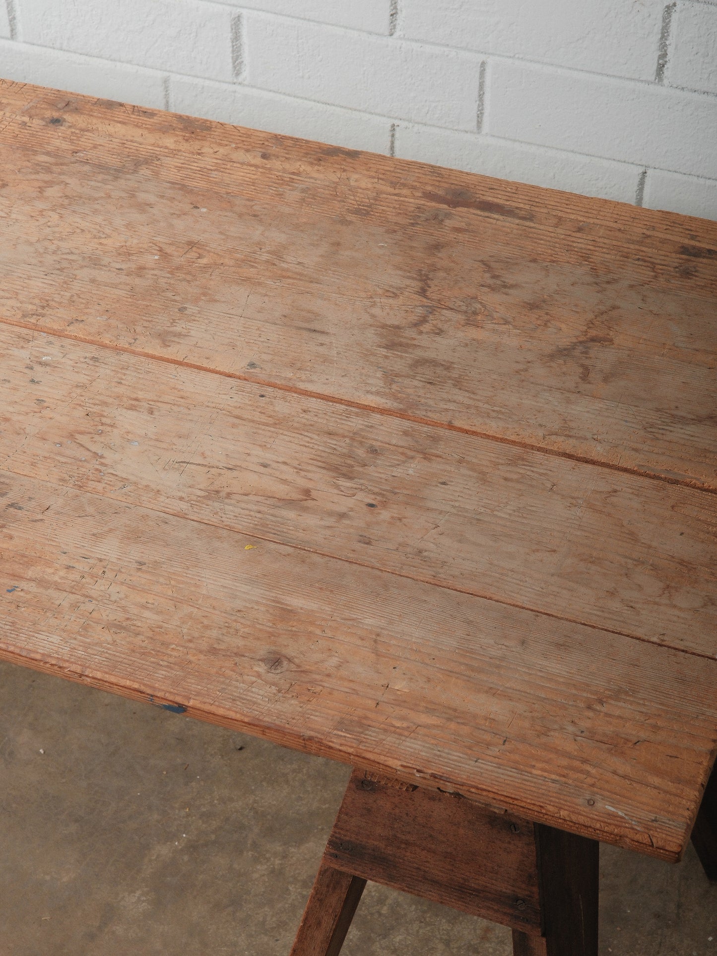 Rustic Industrial Sawhorse Trestle Work Table
