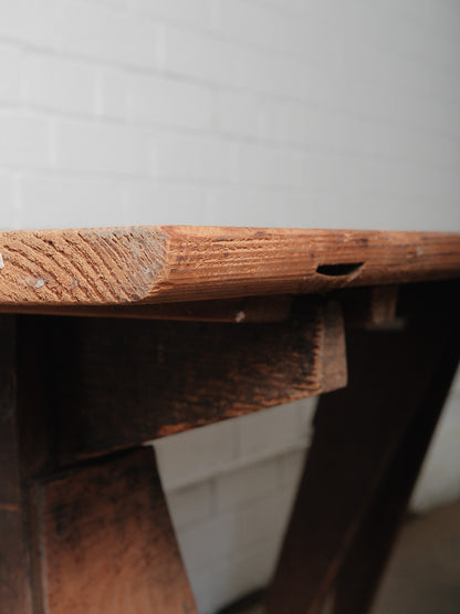 Rustic Industrial Sawhorse Trestle Work Table