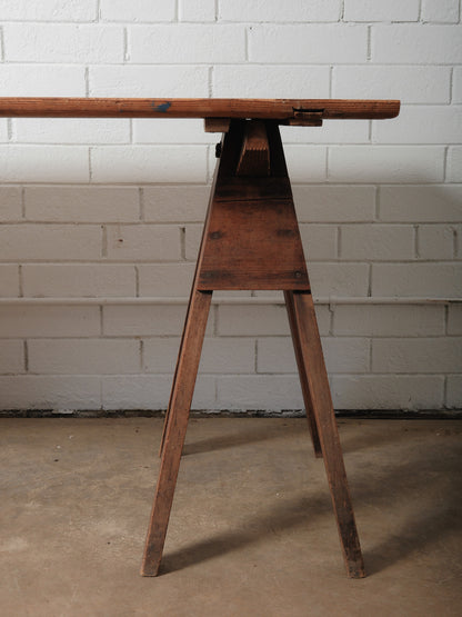 Rustic Industrial Sawhorse Trestle Work Table
