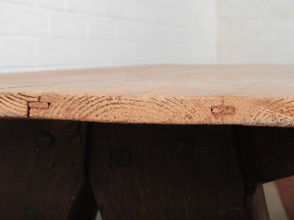 Rustic Industrial Sawhorse Trestle Work Table