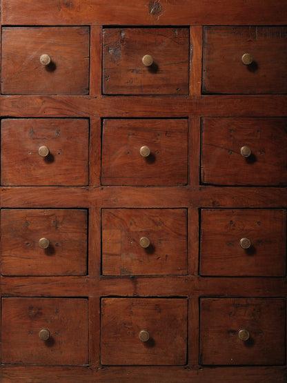 Apothecary Cabinet with Glass Doors and 32 Drawers Display Cupboard