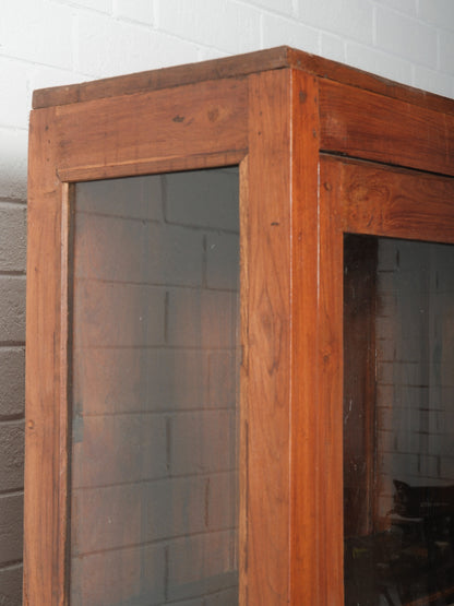 Apothecary Cabinet with Glass Doors and 32 Drawers Display Cupboard