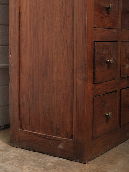 Apothecary Cabinet with Glass Doors and 32 Drawers Display Cupboard