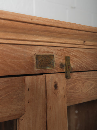 Bleached Teak Glass-Front Cabinet Display Cupboard