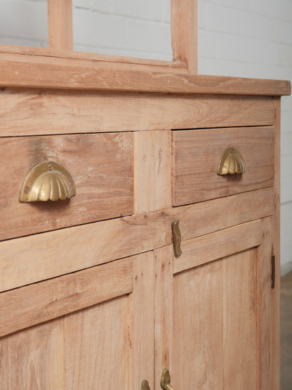 Rustic Natural Wood Shelf with Hutch