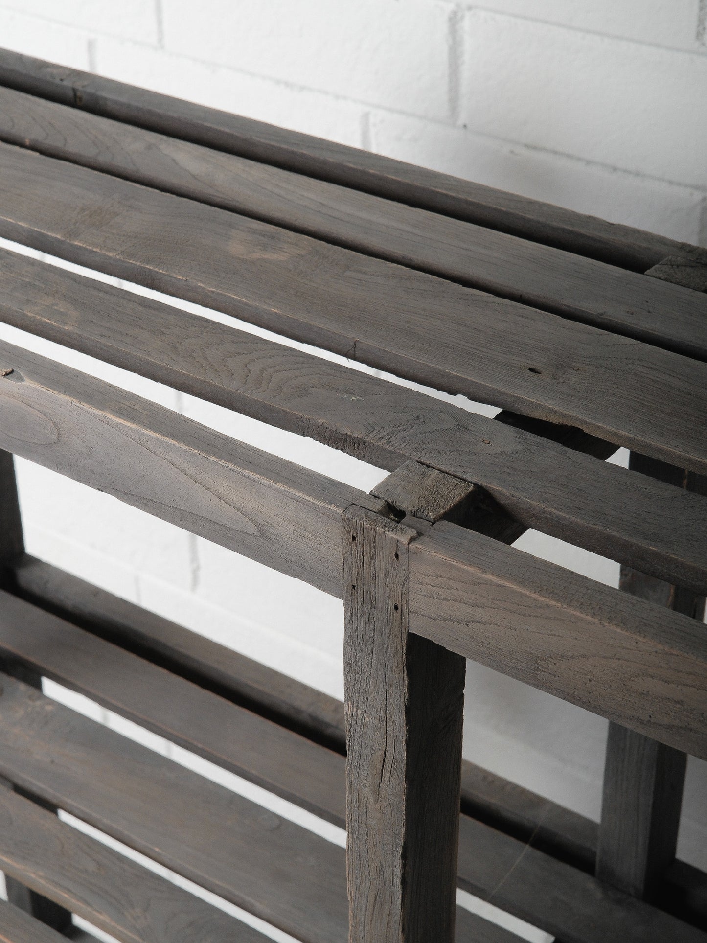 Rustic Dark-Stained Open Wooden Shelf