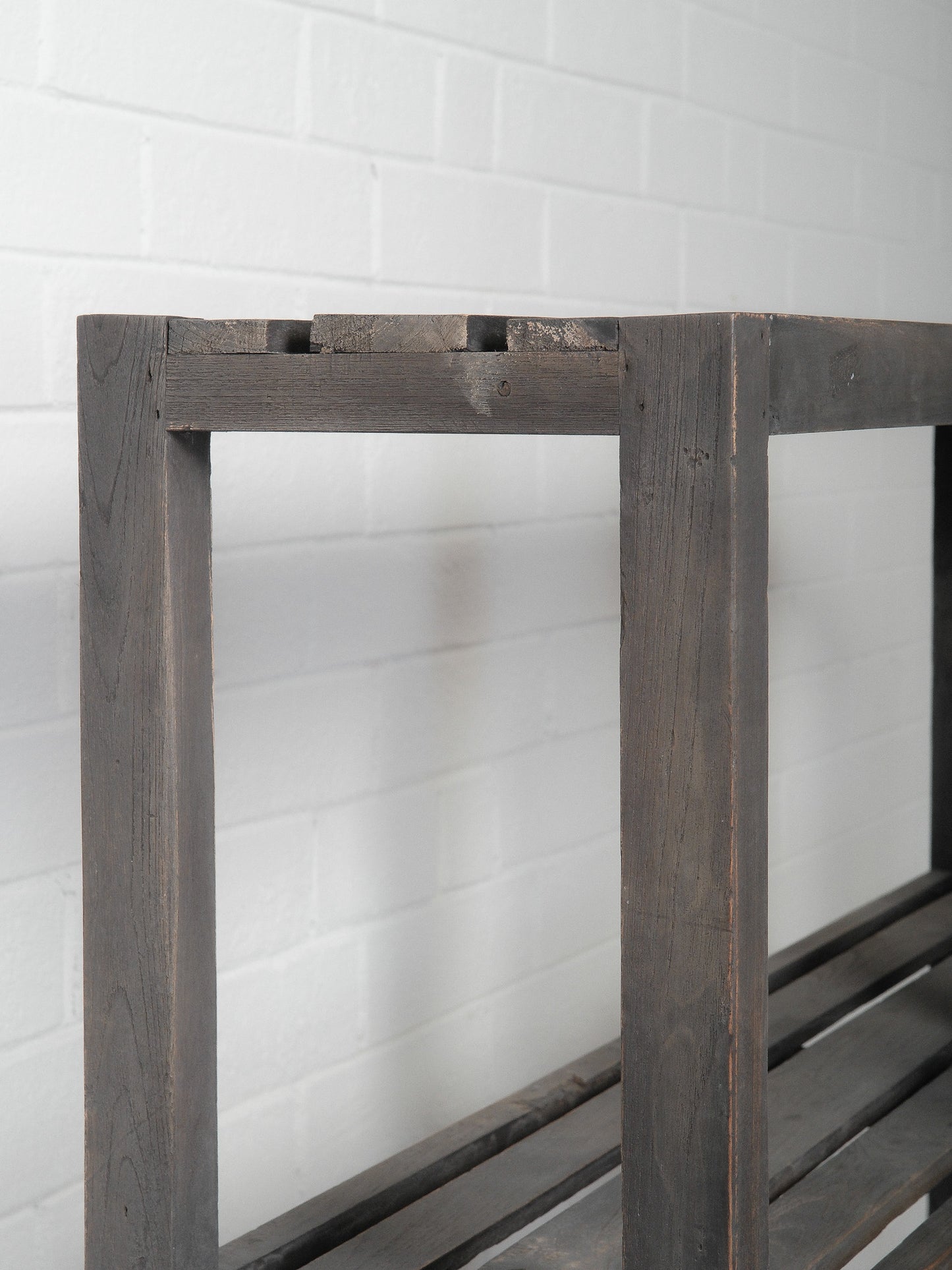Rustic Dark-Stained Open Wooden Shelf