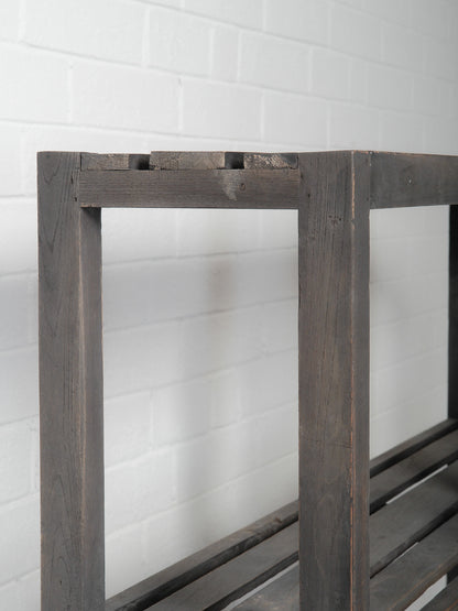 Rustic Dark-Stained Open Wooden Shelf