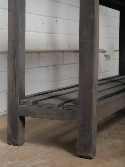 Rustic Dark-Stained Open Wooden Shelf