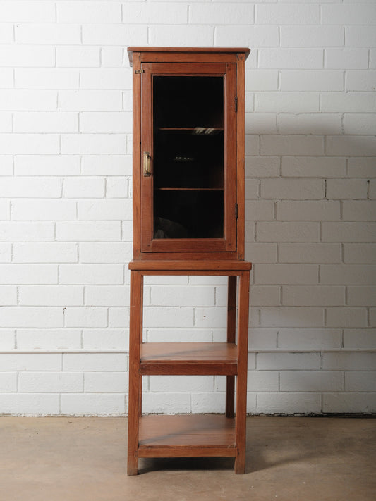 Wooden Glass-Front Cabinet Open Base Display Cabinet