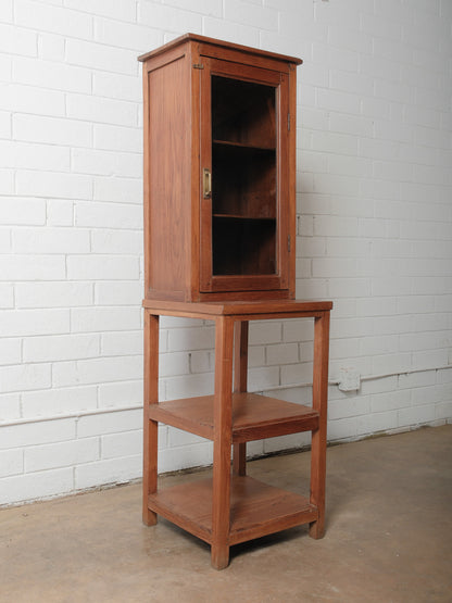 Wooden Glass-Front Cabinet Open Base Display Cabinet