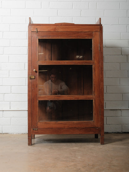 Wooden Glass-Front Display Cupboard Cabinet