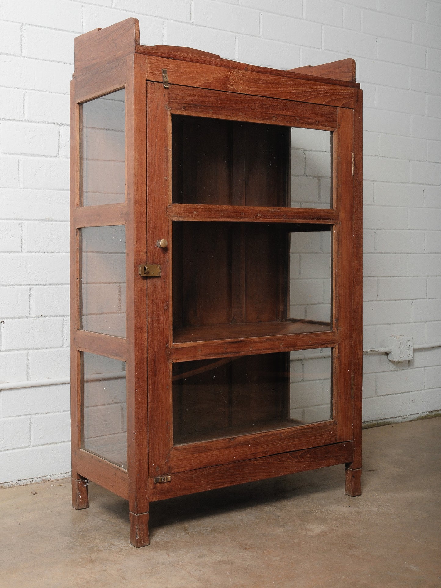 Wooden Glass-Front Display Cupboard Cabinet