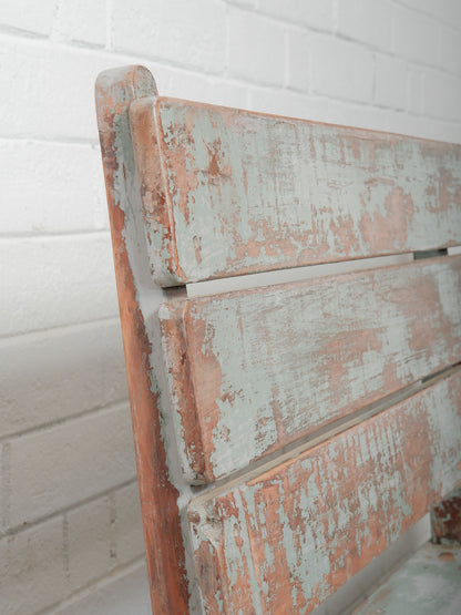 Rustic Blue Painted Farmhouse Wooden Bench
