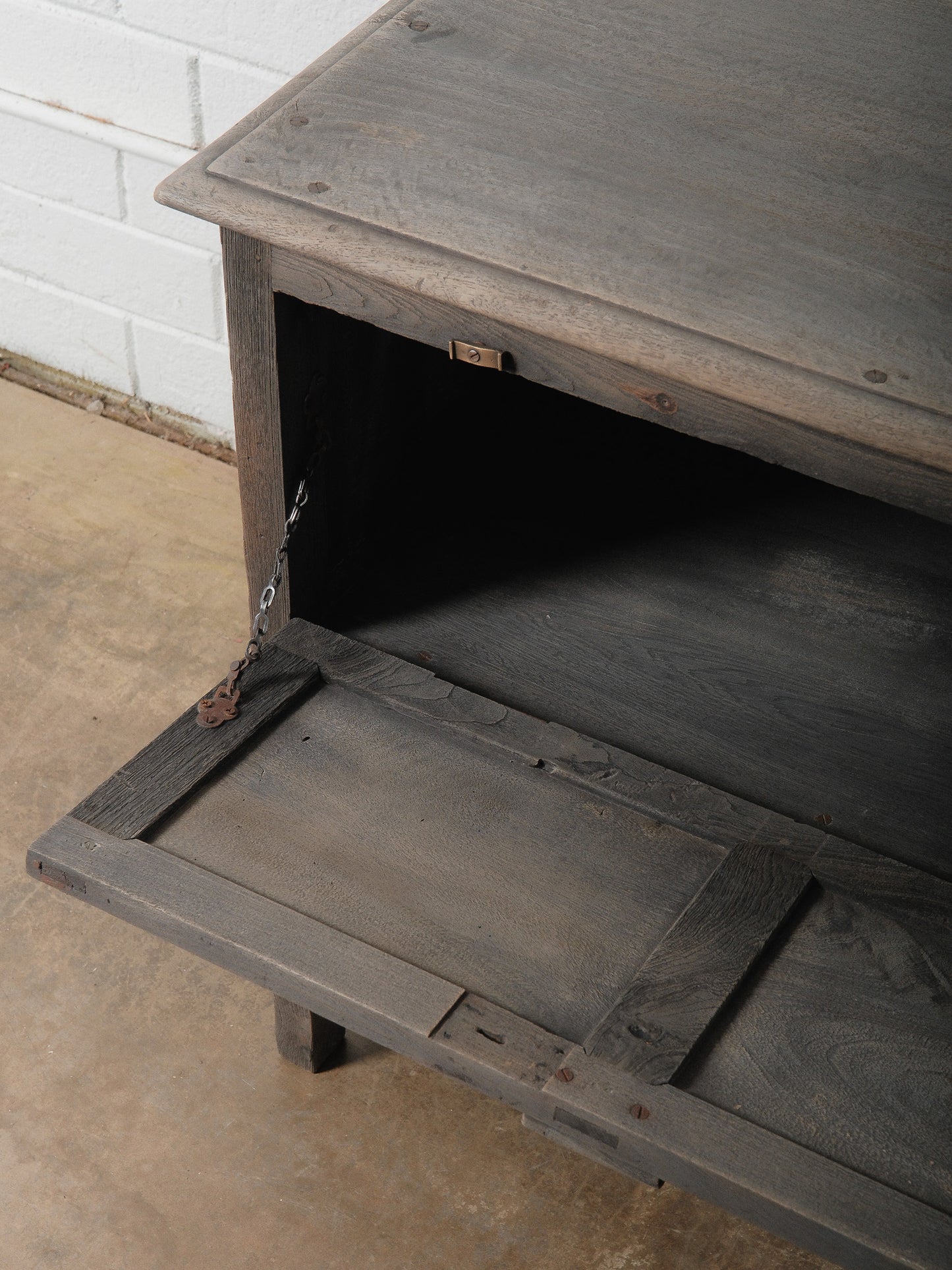 Rustic Wooden Farmhouse Dresser With Hinged Storage