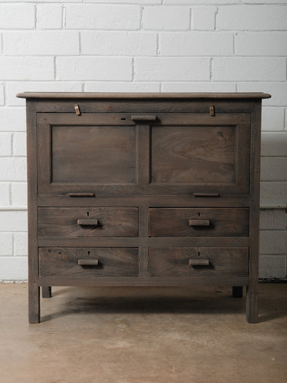 Rustic Wooden Farmhouse Dresser With Hinged Storage