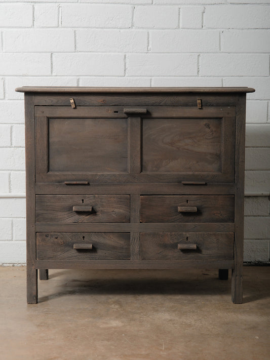 Rustic Wooden Farmhouse Dresser With Hinged Storage