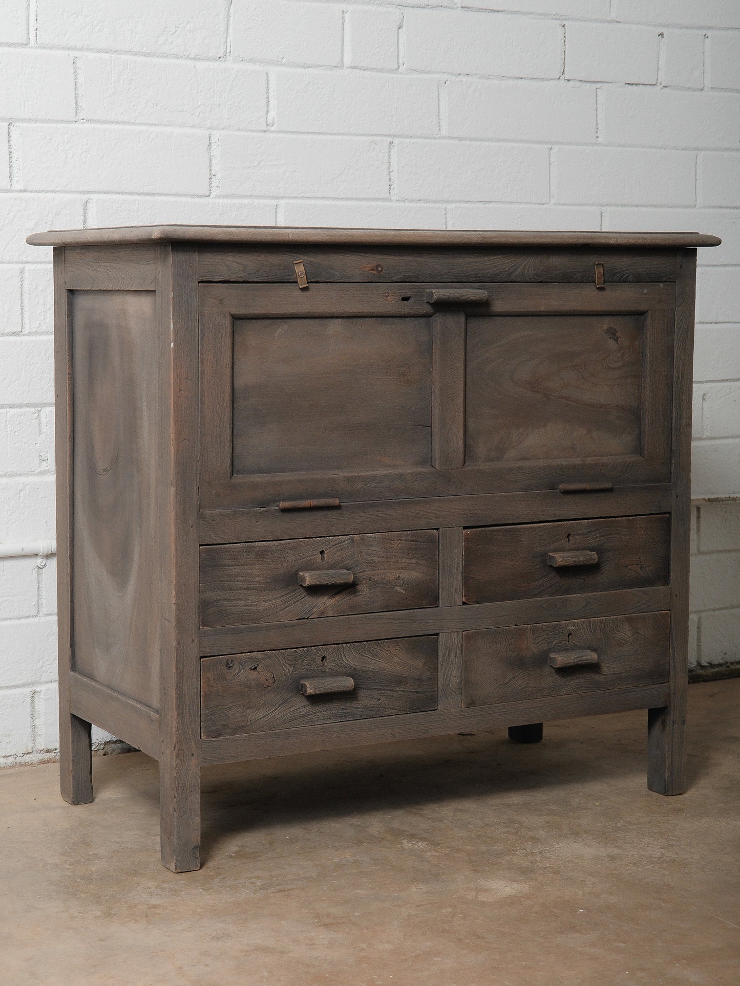 Rustic Wooden Farmhouse Dresser With Hinged Storage