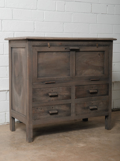 Rustic Wooden Farmhouse Dresser With Hinged Storage