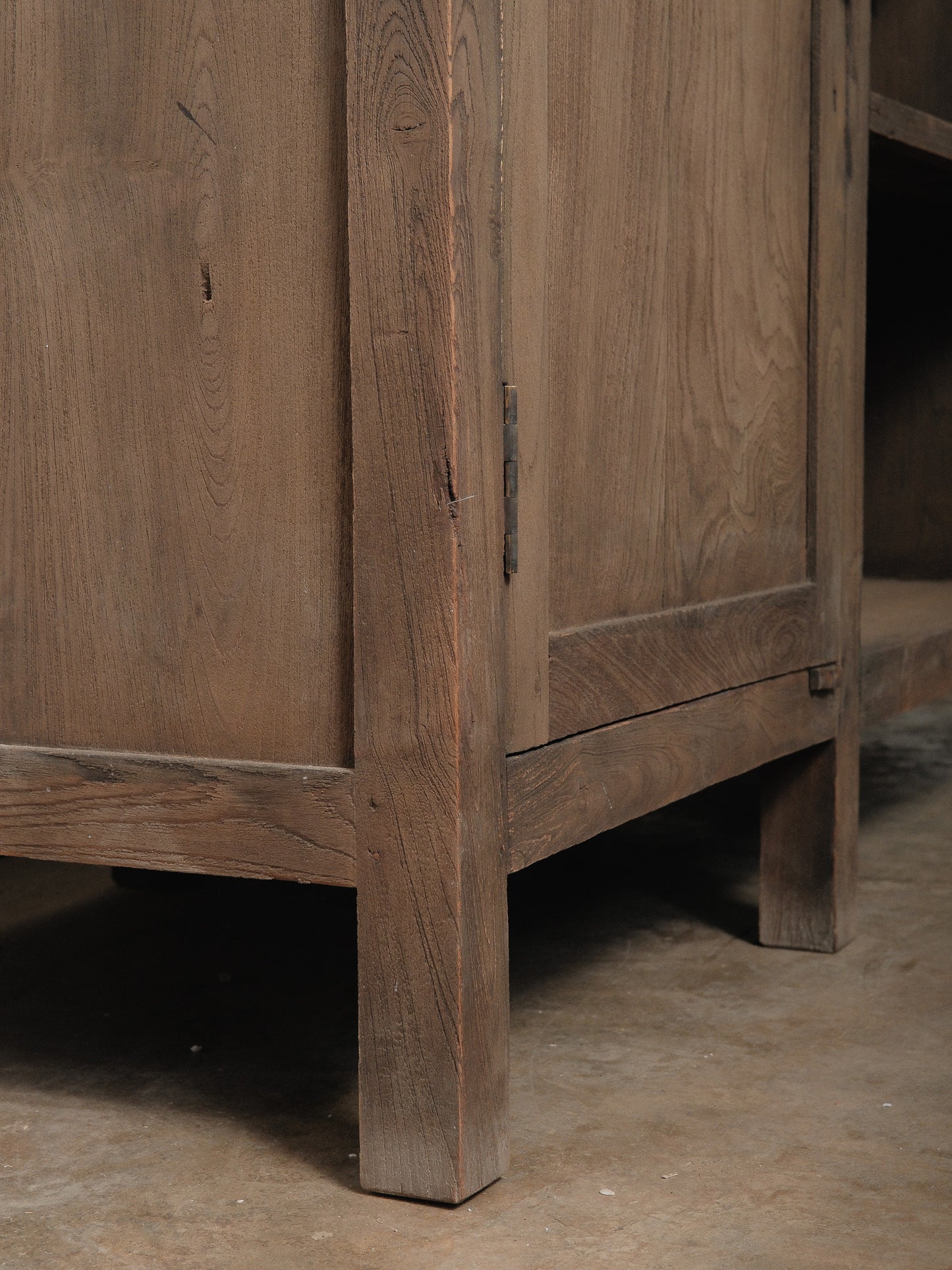 Rustic Wooden Sideboard Storage Console With Marble Top